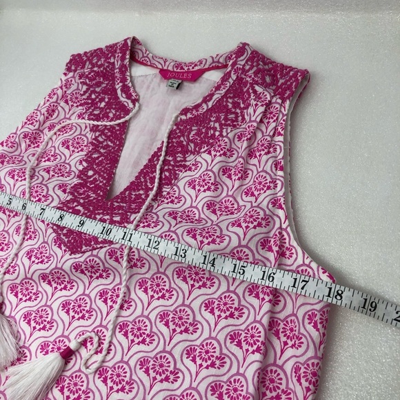 2/$30 Joules Dress Orianne Sleeveless Embroidered Pink & White Geometric Size 4 - Picture 10 of 15